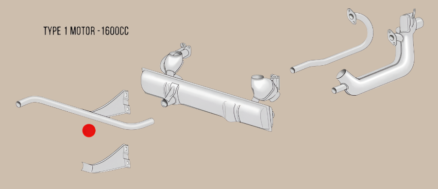 Exhaust Tail Pipe Stainless Steel, 1 piece, 1600cc: T2 Bay (1972-1979)