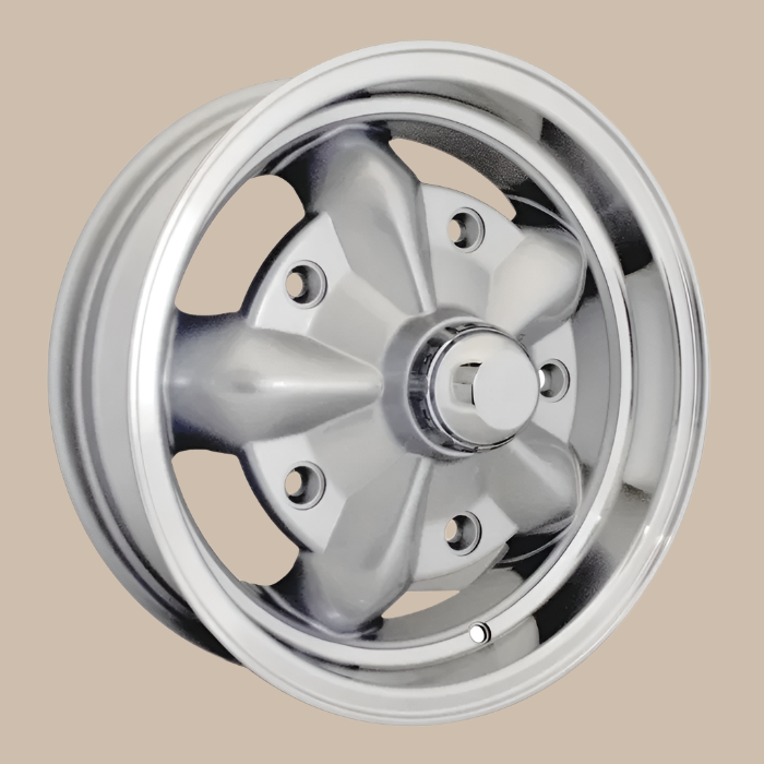 SSP Torque Alloy Wheel Silver 5x15'', 5x205 PCD, ET16: Beetle (1947-1967), T2 Bay (1967-1970), T2 Split Bus (1950-1967)