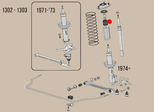 Bump Stop For Front Shock Absorber 1302 & 1303: Beetle (1971-1973), Beetle Cabrio (1971-1973)