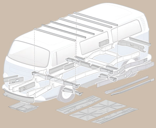 Front Chassis Outrigger including Jacking Point Left: T2 Bay (1967-1979)