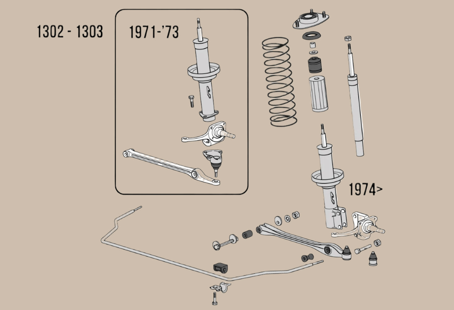 Front Lower Ball Joint for 1303: Beetle (1974-1979), Beetle Cabrio (1974-1979)