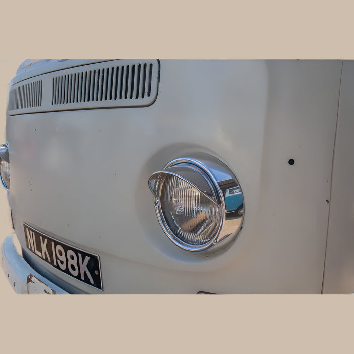 Headlight Eyebrows Stainless Steel Pair: Beetle (1968-1979), T2 Bay (1968-1979), Type 3 (1962-1973)