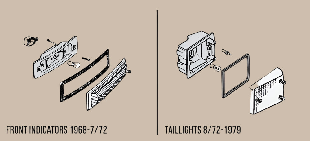 Front Indicator Lens Clear Right: T2 Bay (1972-1979), Brazil Kombi (1997-2014)