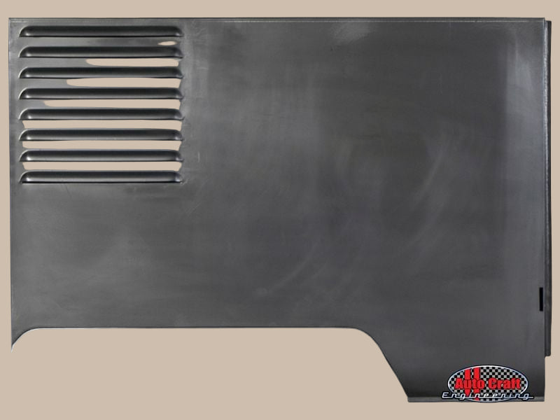 Black metal panel with ribbed design on a white background