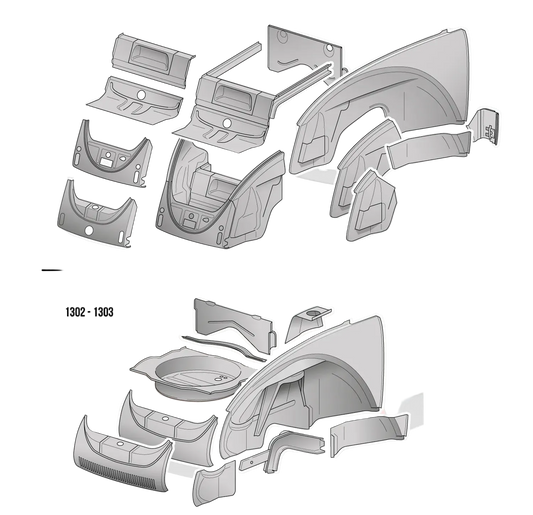 Front Inner Wheel Arch Repair 1302 or 1303 Left: Beetle (1971-1979), Beetle Cabrio (1971-1979)