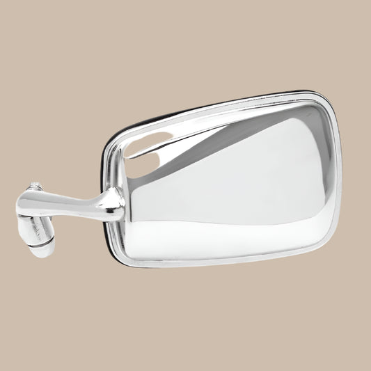 Wing Mirror with Chrome Arm, Stainless Steel Head and Black Trim Left: Beetle (1968-1979)